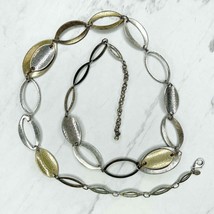 Chico’s Silver and Gold Tone Hammered Metal Long Statement Necklace - £10.28 GBP