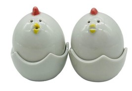 Vintage Chickens Hens Nest Salt Pepper Shaker White Japan Ron Gordon Design 4 pc - £11.76 GBP