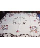 Jin Liu Tablecloth 43 x 43 new, snowman and gifts, embroidered bells[18I] - $1,223.09 MXN