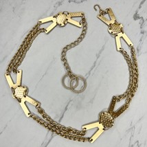 Gold Tone Geometric Textured Metal Chain Link Belt Size XS Small S - £15.52 GBP