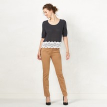 LC Lauren Conrad Lace-Hem Crop Sweater Size M India Ink - £15.81 GBP