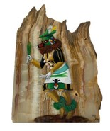 Vintage Kachina Dancer Mudhead  painted on agate slab Artist Signed MM R... - £76.90 GBP