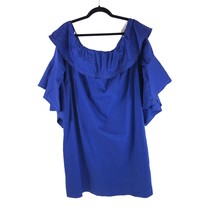 Eloquii Womens Shift Dress Off Shoulder Bell Sleeve Stretch Blue 18 - $28.90