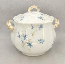 Vintage Haviland China Limoges Over Sized Sugar Bowl w Lid Blue Floral U208 - £63.19 GBP