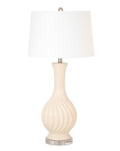 Set of Two Beige Curved Ceramic Table Lamps - $360.31