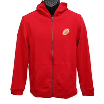 Lands End Full Zip Hoodie, Adult Size Small, Red with Football Patch - $18.99