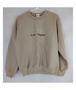 Gildan Heavy Blend Light Tan Sweatshirt With Las Vegas Design Size Medium - $12.86