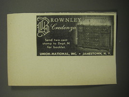 1951 Union-National Brownley Credenza Advertisement - £14.78 GBP