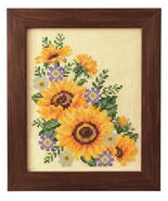 Cosmo Sunflower and Aster Seasonal Flower Arrangement Cross Stitch Kit - $677.02 MXN