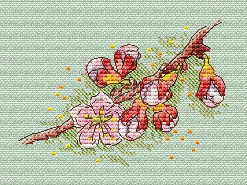 Sakura Cross stitch spring bloom pattern pdf - Cherry blossom embroidery... - $6.29