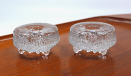 Iittala Finland Ultima Thule Glass Candle Holder Clear Set of 2 Tapio Wirkkala B - £37.86 GBP