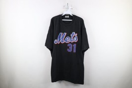 Vintage Majestic Mens XL Faded Mike Piazza New York Mets Baseball T-Shirt Black - £38.91 GBP