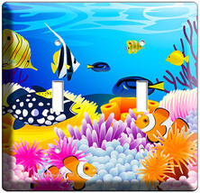 Tropical Sea Exotic Coral Aquarium Fish Double Light Switch Wall Plate Art Decor - £11.14 GBP