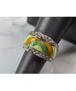 Womens Vintage Estate Sterling Silver Modernist Enamel Ring 9.7g E1501 - €51,61 EUR
