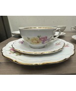 Winterling Trio Bavaria Germany Teacup Saucer Plate Set Floral Spring Go... - $36.35 CAD