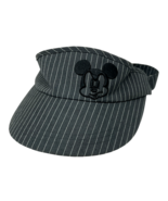 Disney Parks Mickey Mouse Black Pinstripe Visor Hat Adult Adjustable Emb... - €12,88 EUR