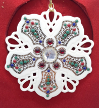 Lenox Ornament Ruby Lace Snowflake Christmas Ornament USA First In A Series - £19.97 GBP
