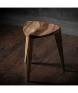 Natural European walnut wood three-legged stool - Carved seat - Handmade... - £258.71 GBP