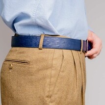 Alessio Genuine Ostrich Leg Exotic Belt Navy image 5