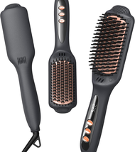Hair Straightener Brush Straightener Negative Ion Ceramic Heated Hot Fla... - $73.65 CAD