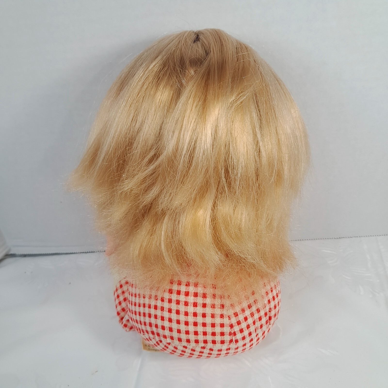 Fisher Price Toys #200 Mary Lapsitter baby Doll red plaid apron 1973 Vintage Item image 11