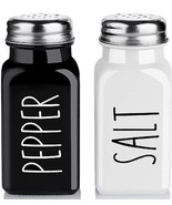 BLACK &amp; WHITE Glass ~ Salt &amp; Pepper Shakers ~ 2.7 Oz. ~ 3.5&quot; Tall - €25,84 EUR