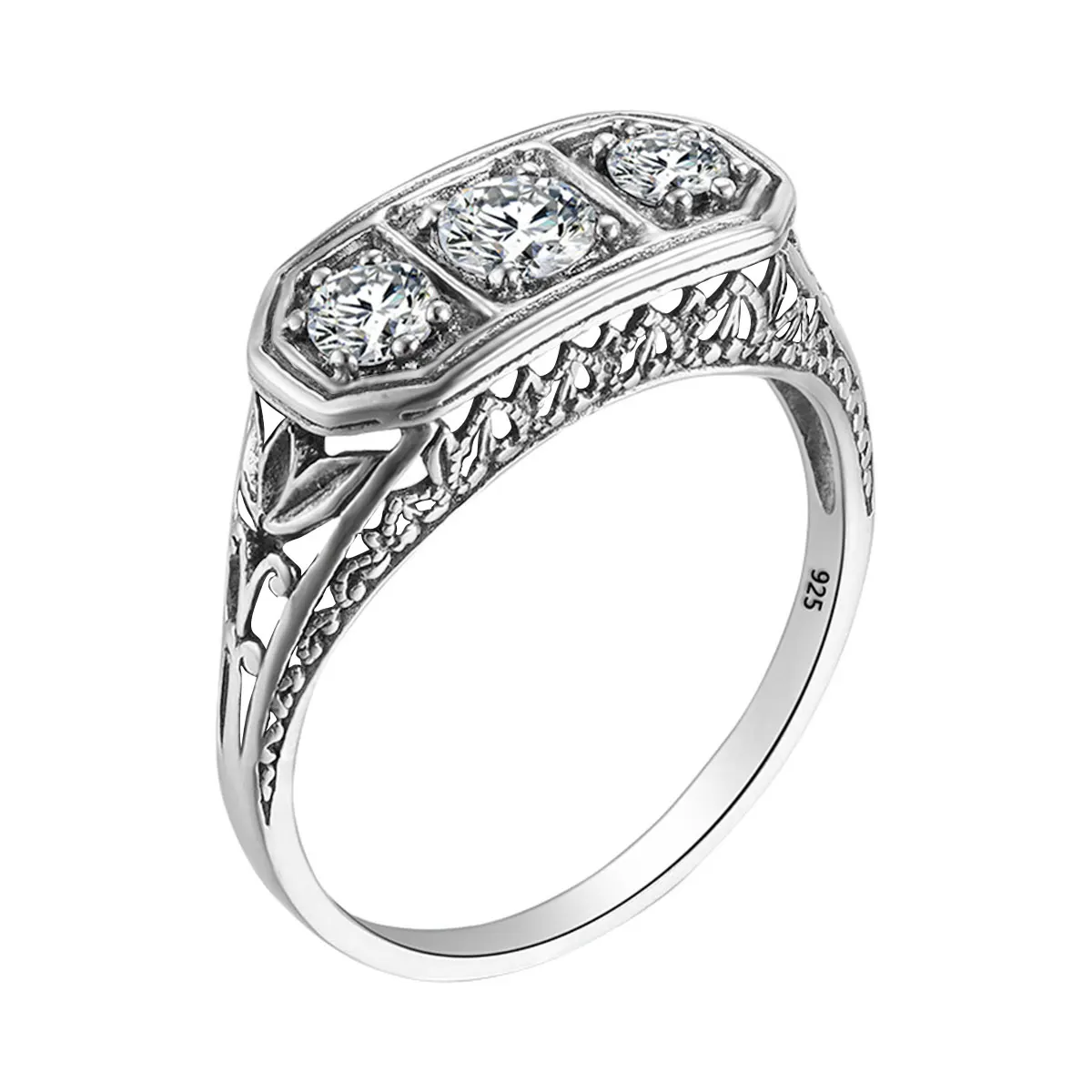 Pure 925 Silver 3 stone ring mossanite For Women With GRA Certificate We... - £53.19 GBP