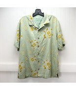 Tommy Bahama 100% Silk Button Up Shirt Sz Large Green Floral Short Sleev... - £11.76 GBP