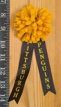 Vtg Pittsburgh Penguins Hockey Ribbon Pin Pinback hk - £19.45 GBP