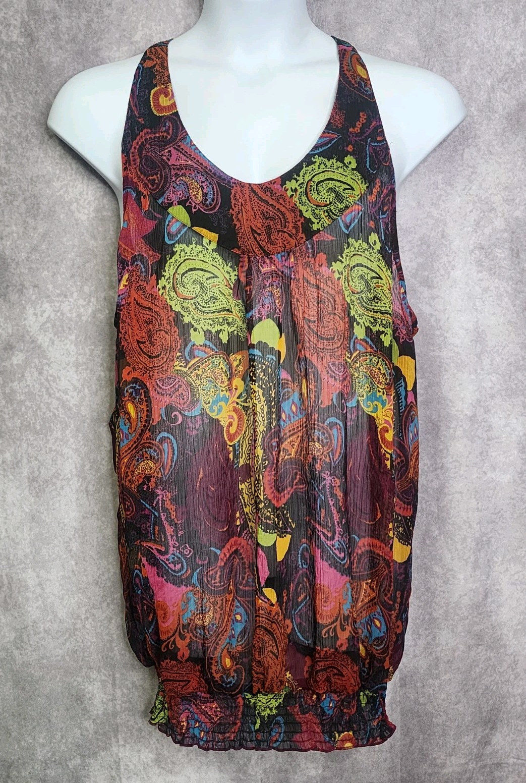 Lane Bryant Sheer Paisley Tank Bubble Top Extra Long Womens Plus Size 26... - $22.99