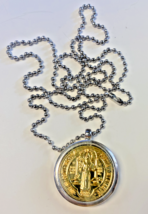 Saint Benedict 2 tone Medal Locket 28&quot; Necklace,  New #AB-049 - $9.99