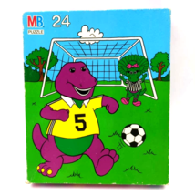 Vintage 1993 Barney &amp; Baby Bop Soccer Ball Goal Puzzle 24 Pcs 12.5x15&quot; C... - £7.75 GBP