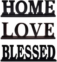 Rustic Wood Home Sign for Home Decor Set of 3, Decorative Wooden Cutout Word Dec - £39.50 GBP