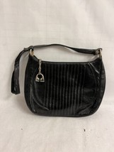 Women&#39;s Black Shoulder Bag w Textured Panel &amp; Silver Gold Hardware - $12.86