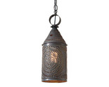 15-Inch Electrified Hanging Lantern in Kettle Black Punched Tin Chisel - $119.95