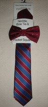 New $69.50 Nick Graham Men&#39;s 100% Polyester Neck Tie/Bow Tie/Pocket Square Red - £11.93 GBP