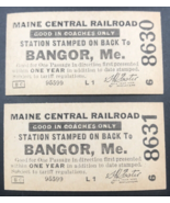 Lot of two (2) Vintage Maine Central Railroad MEC Bangor Coaches Ticket - £7.50 GBP