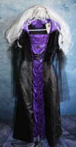 Spirit Halloween Girls Purple Black Vampire Witch Long Dress With White Wig ~S~ - £16.43 GBP