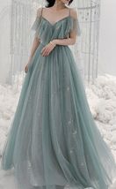 Stunning Beautiful Blue Gray Evening Maxi Prom Dress Long For Elegant Ladies - £118.32 GBP