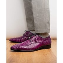 Apricena Genuine Caiman Crocodile Dress Derby's Shoes Purple image 11