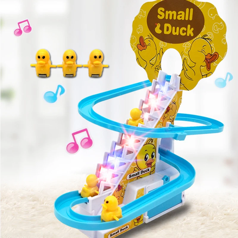 New Electric Duck Climbing Stairs Track Toys Cartoon Train Duck For Children - £9.09 GBP+