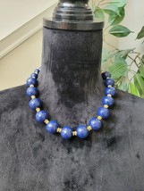 Women&#39;s Blue Pearls With Gold Accents Fashion Jewelry Necklace - £15.98 GBP
