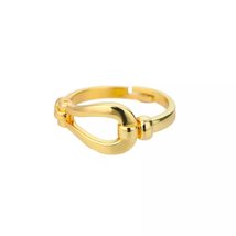Gold Brass Button Open Rings For Women Brass Buttons Open Ring Female We... - $25.78