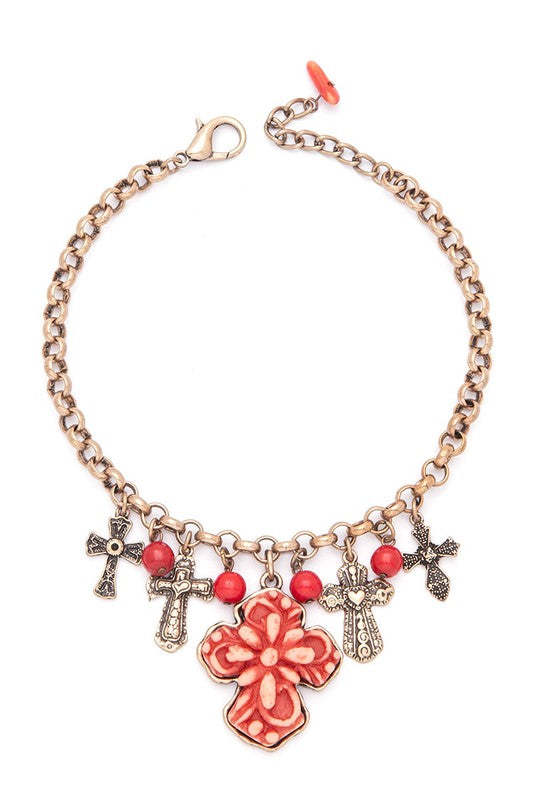 Mix Stone Cross Western Boot Charm Item image 5