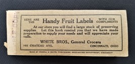 Antique White Bros General Grocers Ad Labels Cincinnati Oh Crabapple Quince Plum - £25.45 GBP
