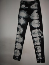 Vtg 80&#39;s Black White Tie Dye High Waist Stretch Jegging Skinny Denim Jeans Sz 24 - £15.69 GBP