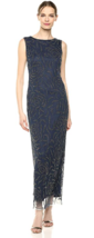 Pisarro Nights Womens Long Sleeveless Beaded Dress, Navy, Size 14 - £108.39 GBP