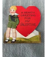 Little Boy &amp; Heart Mini Valentines Day Card Early 1900&#39;s Card Stock Vint... - £3.72 GBP