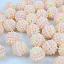 Vintage Plastic Raspberry Beads Two Color Pink And White Faux Pearl Lot ... - $12.59