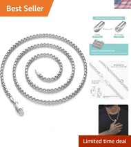 Italian Craftsmanship 925 Silver Box Chain Necklace, Lobster Clasp - 5mm... - $58.50